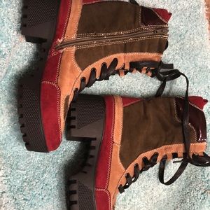 Color Block contrast Combat Booties